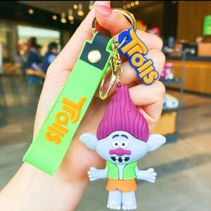 Trolls Character Silicone Keychain -GREEN